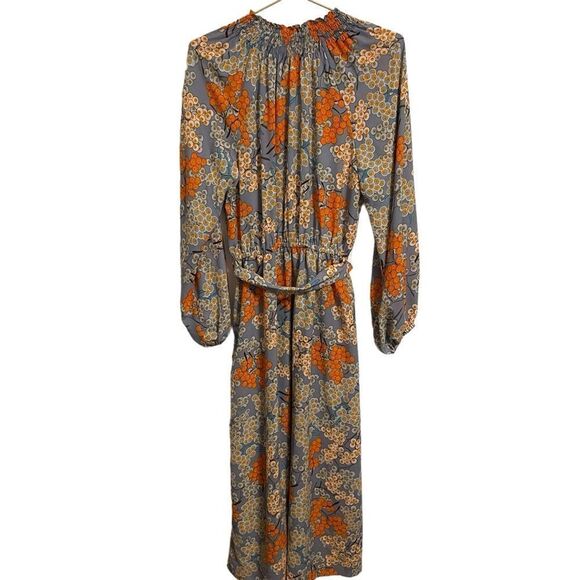 Traffic People Corrine Midi Dress In Grey Floral Berry Ballon Sleeves Size XS - Picture 7 of 9